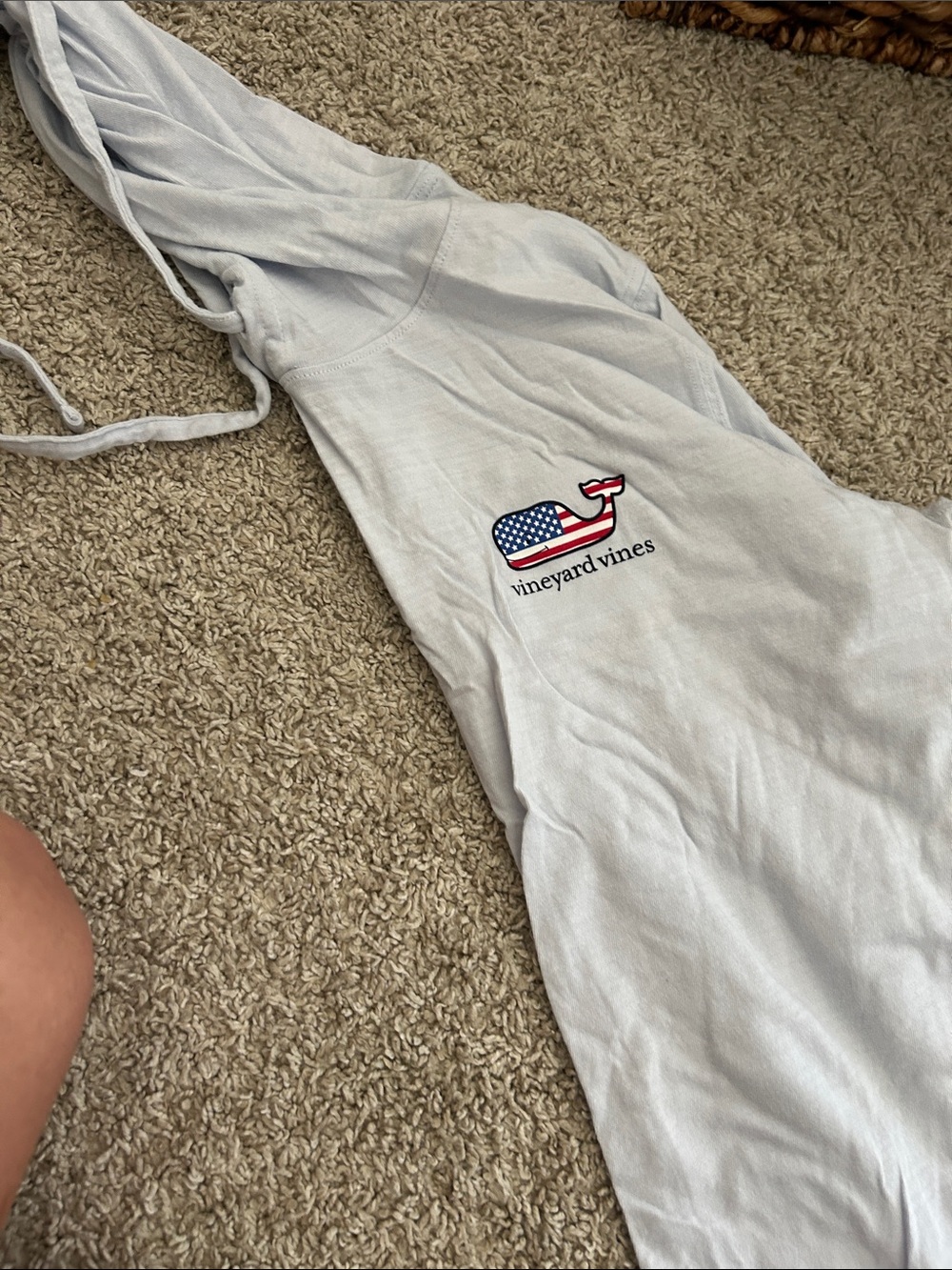 Vineyard Vines Light Gray Hoodie with American Flag Whale